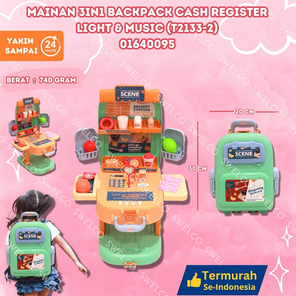 (T2133-2) MAINAN 3IN1 BACKPACK CASH REGISTER LIGHT n MUSIC ISI 24PCS BX24