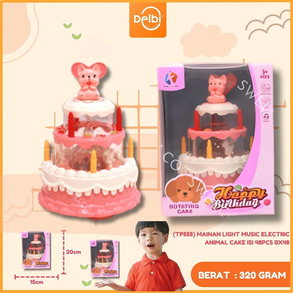 (TP558) MAINAN LIGHT MUSIC ELECTRIC ANIMAL CAKE ISI 48PCS BX48