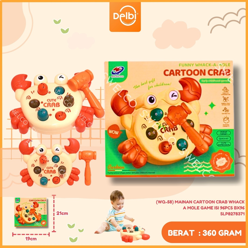 (WQ-58) MAINAN CARTOON CRAB WHACK A MOLE GAME ISI 96PCS BX96