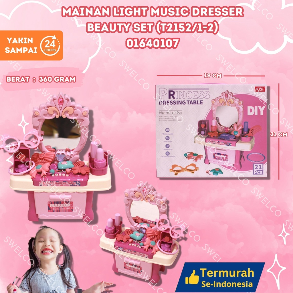 (T2152/1-2) MAINAN LIGHT MUSIC DRESSER BEAUTY SET ISI 48PCS BX48