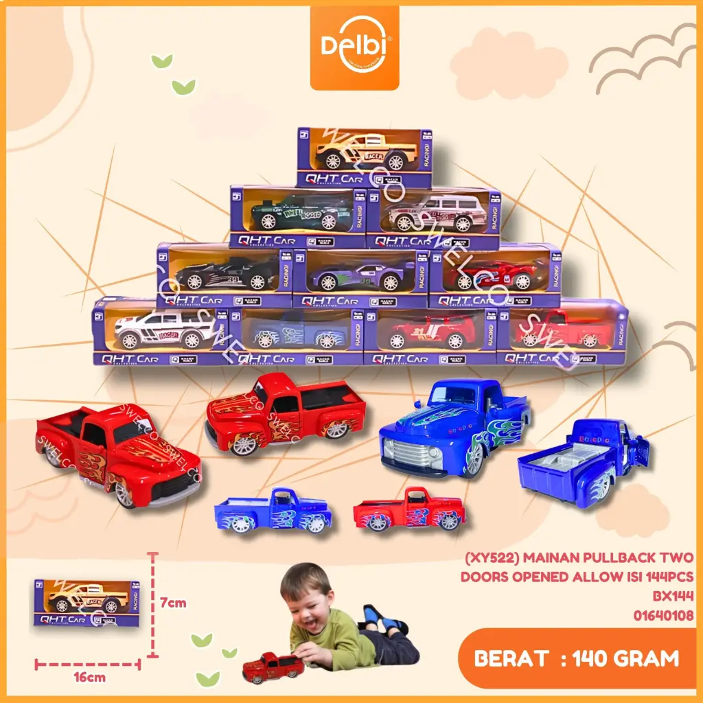 [01640108] (XY522) MAINAN PULLBACK TWO DOORS OPENED ALLOW ISI 144PCS BX144