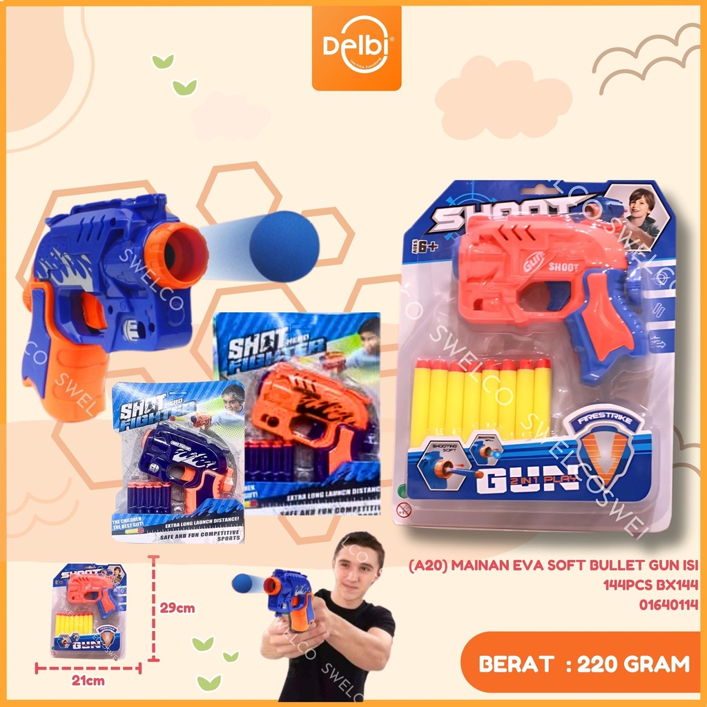 (A20) MAINAN EVA SOFT BULLET GUN ISI 144PCS BX144