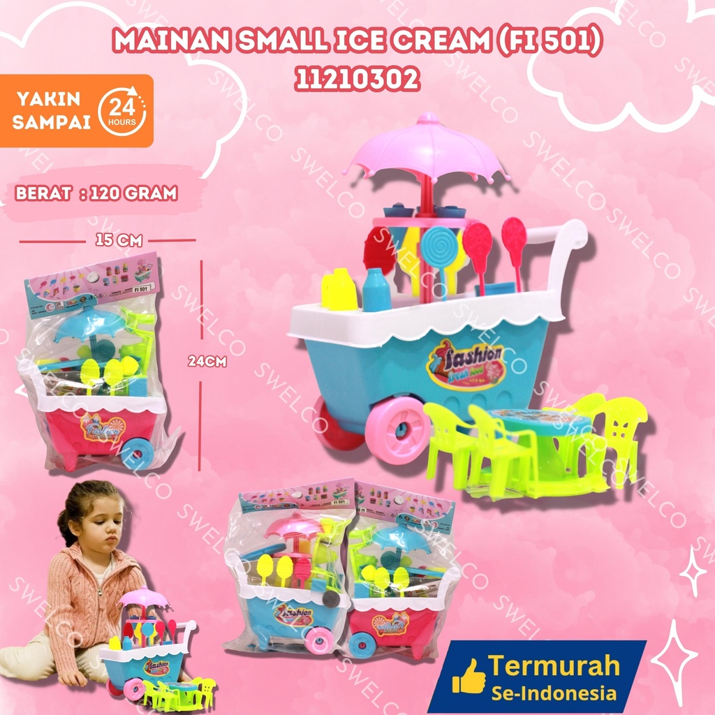 (FI 501) MAINAN SMALL ICE CREAM ISI 100PCS COOKING FOOD GEROBAK TRUCK BX100