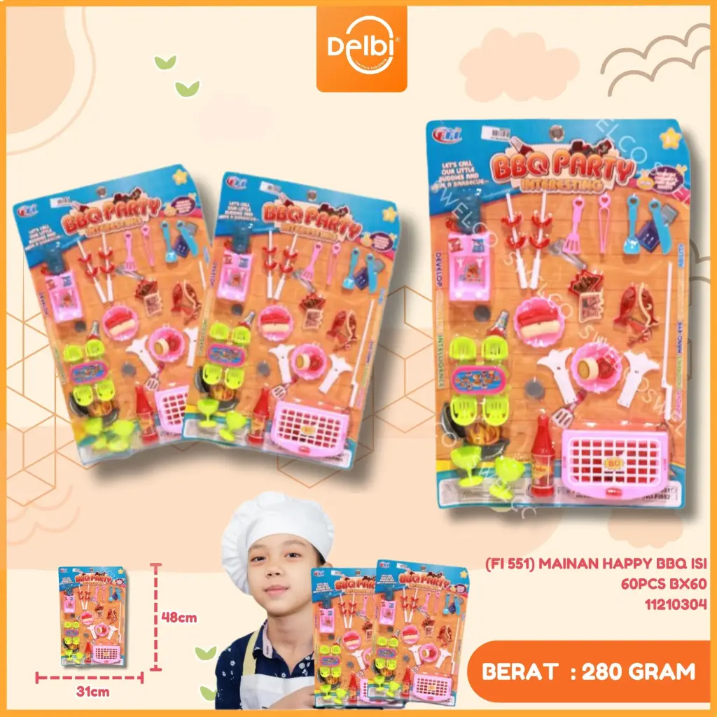 (FI 551) MAINAN HAPPY BBQ ISI 60PCS BX60
