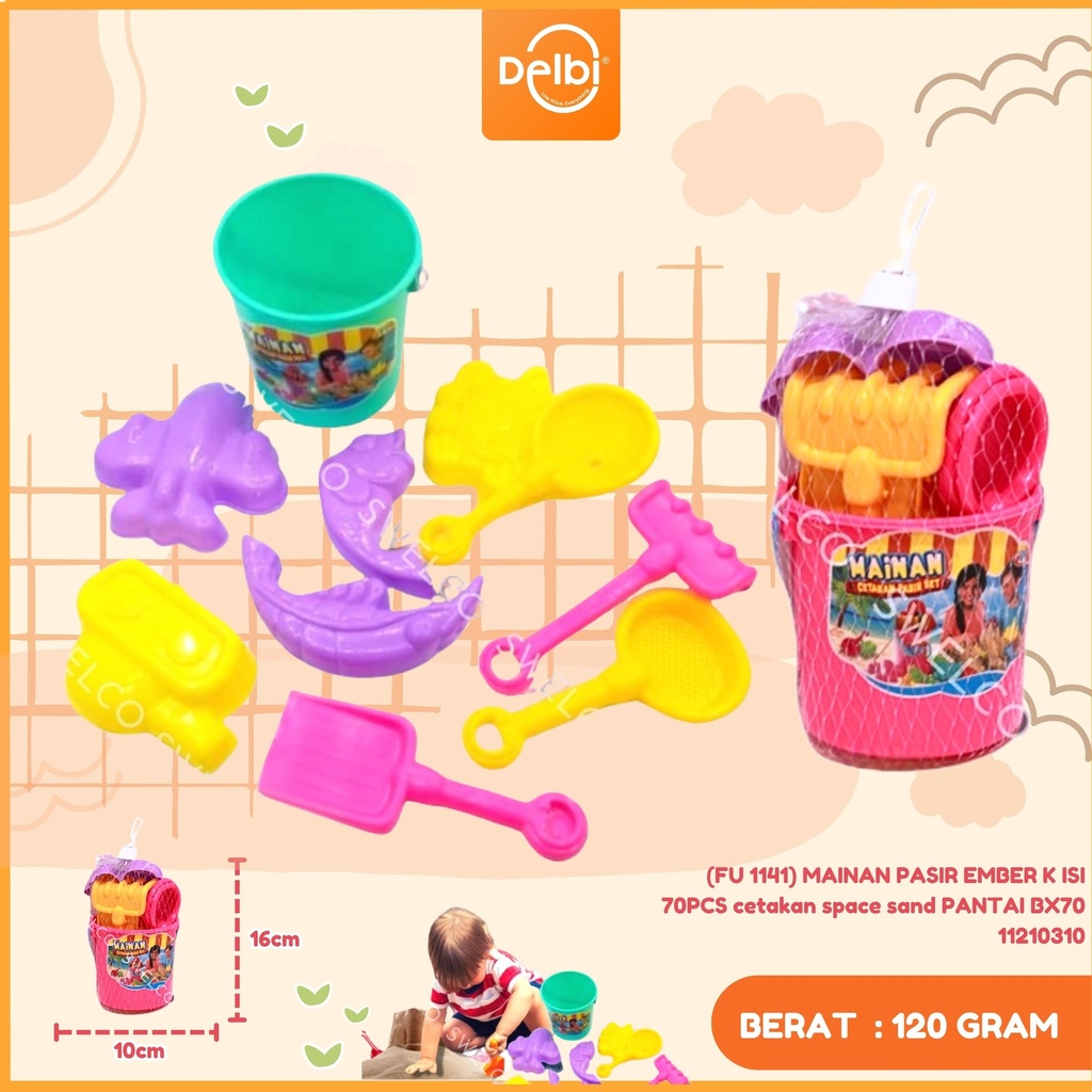 [11210310] (FU 1141) MAINAN PASIR EMBER K ISI 70PCS cetakan space sand PANTAI BX70