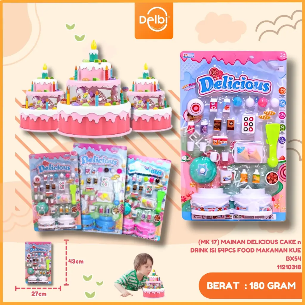 (MK 17) MAINAN DELICIOUS CAKE n DRINK ISI 54PCS FOOD MAKANAN KUE BX54