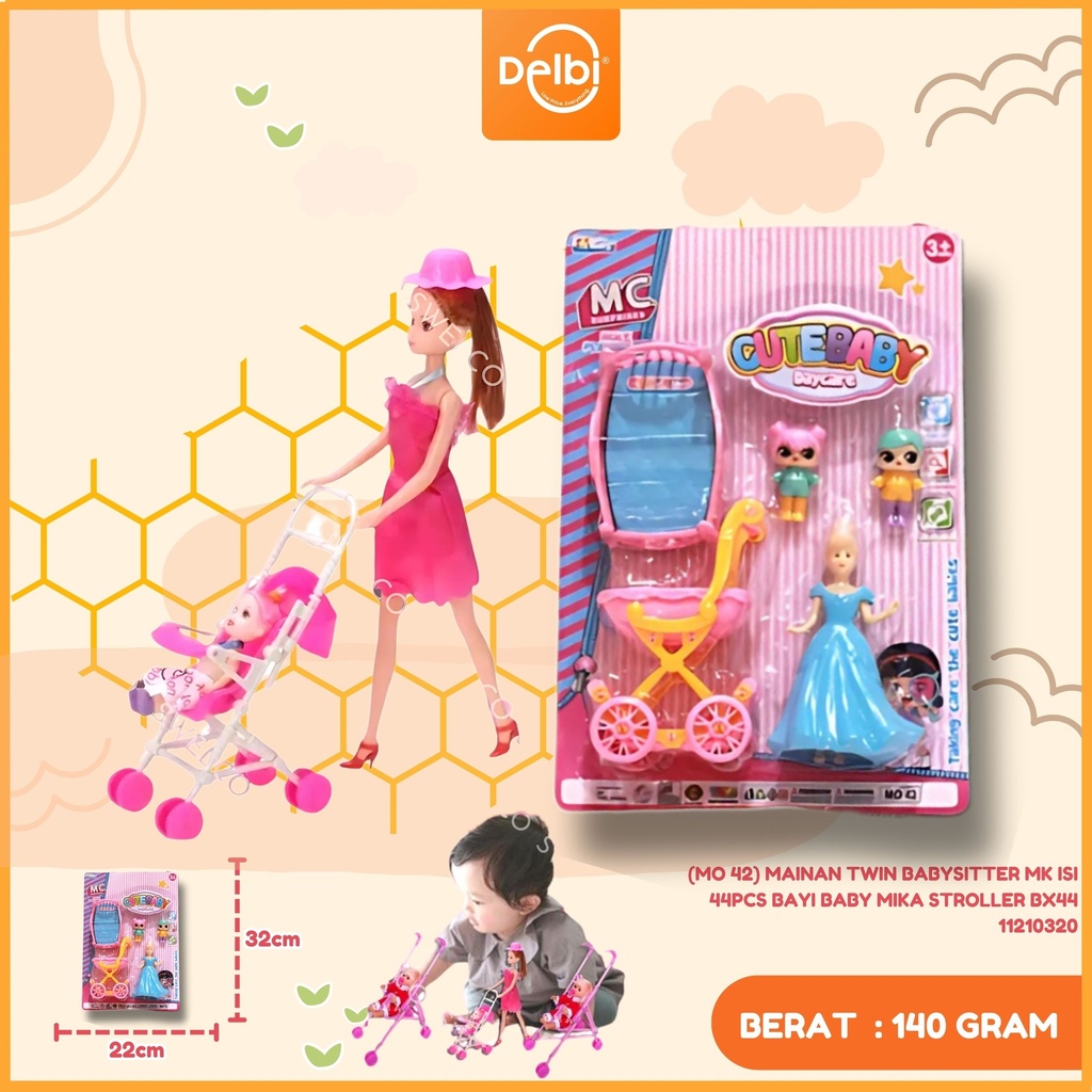 (MO 42) MAINAN TWIN BABYSITTER MK ISI 44PCS BAYI BABY MIKA STROLLER BX44