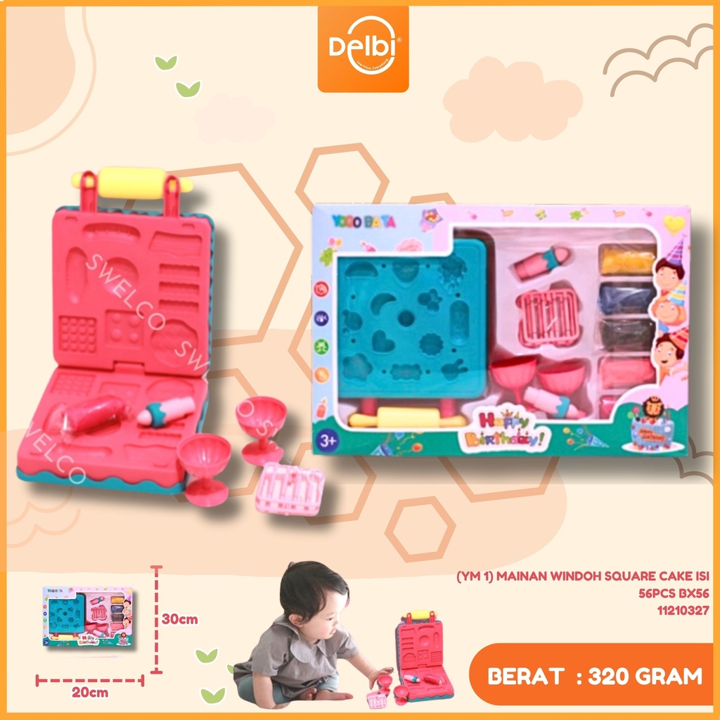 (YM 1) MAINAN WINDOH SQUARE CAKE ISI 56PCS BX56