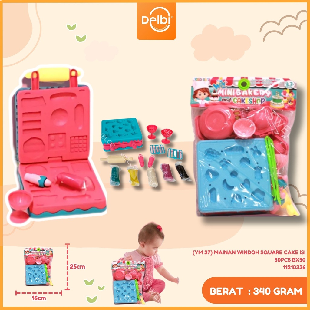 (YM 37) MAINAN WINDOH SQUARE CAKE ISI 50PCS BX50