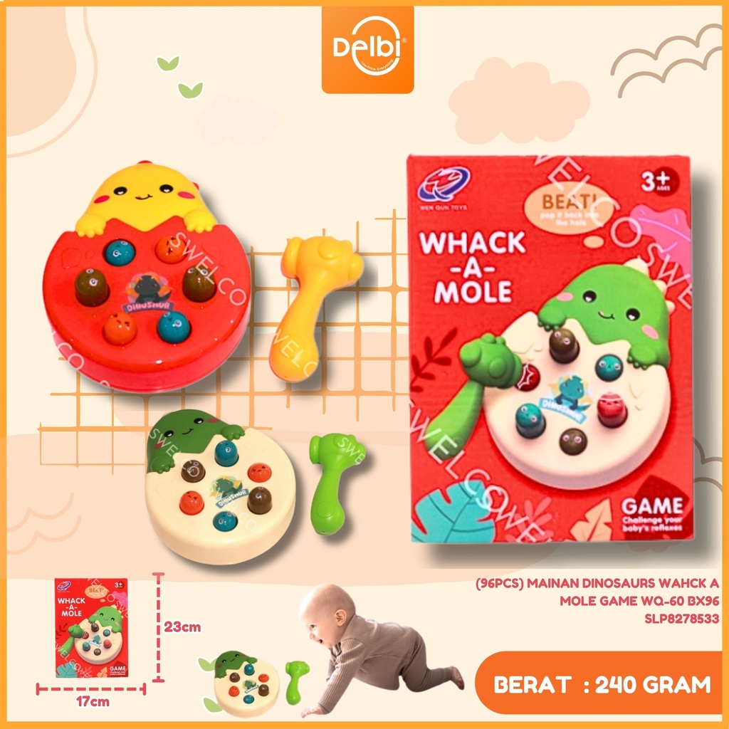 (96PCS) MAINAN DINOSAURS WAHCK A MOLE GAME WQ-60 BX96