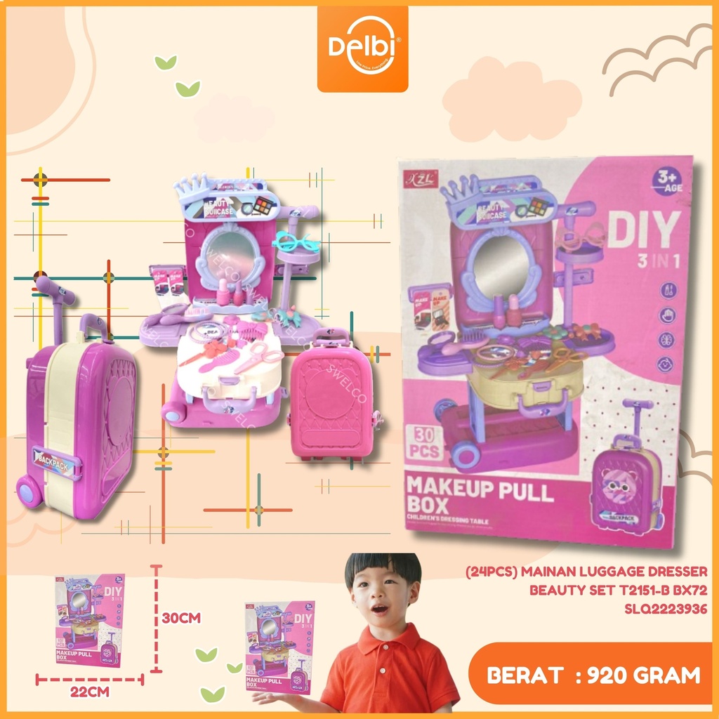 (24PCS) MAINAN LUGGAGE DRESSER BEAUTY SET T2151-B BX72