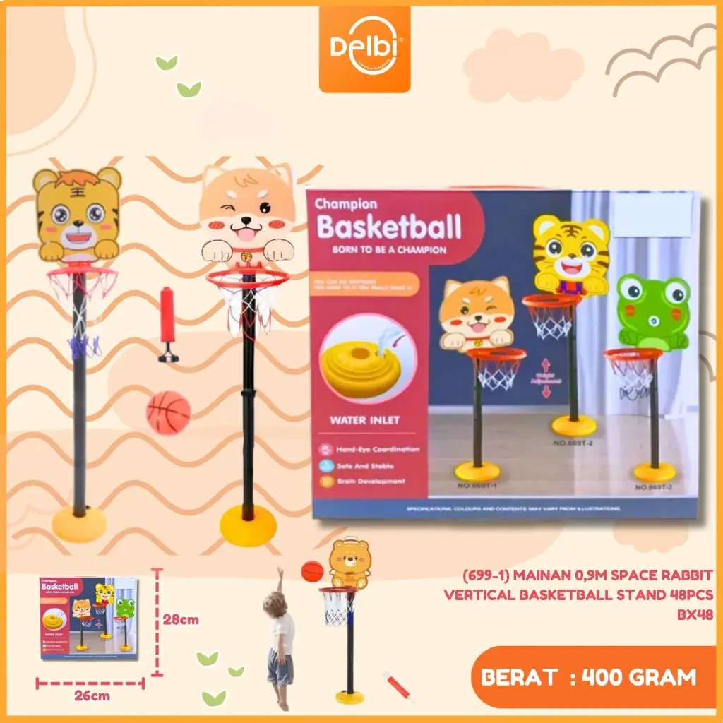 (699-1) MAINAN 0,9M SPACE RABBIT VERTICAL BASKETBALL STAND 48PCS BX48