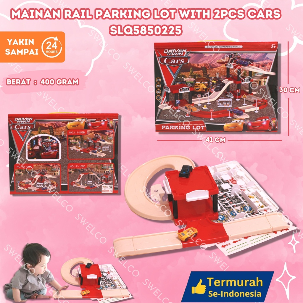 (36PCS) MAINAN RAIL PARKING LOT WITH 2PCS CARS 111-156B BX36