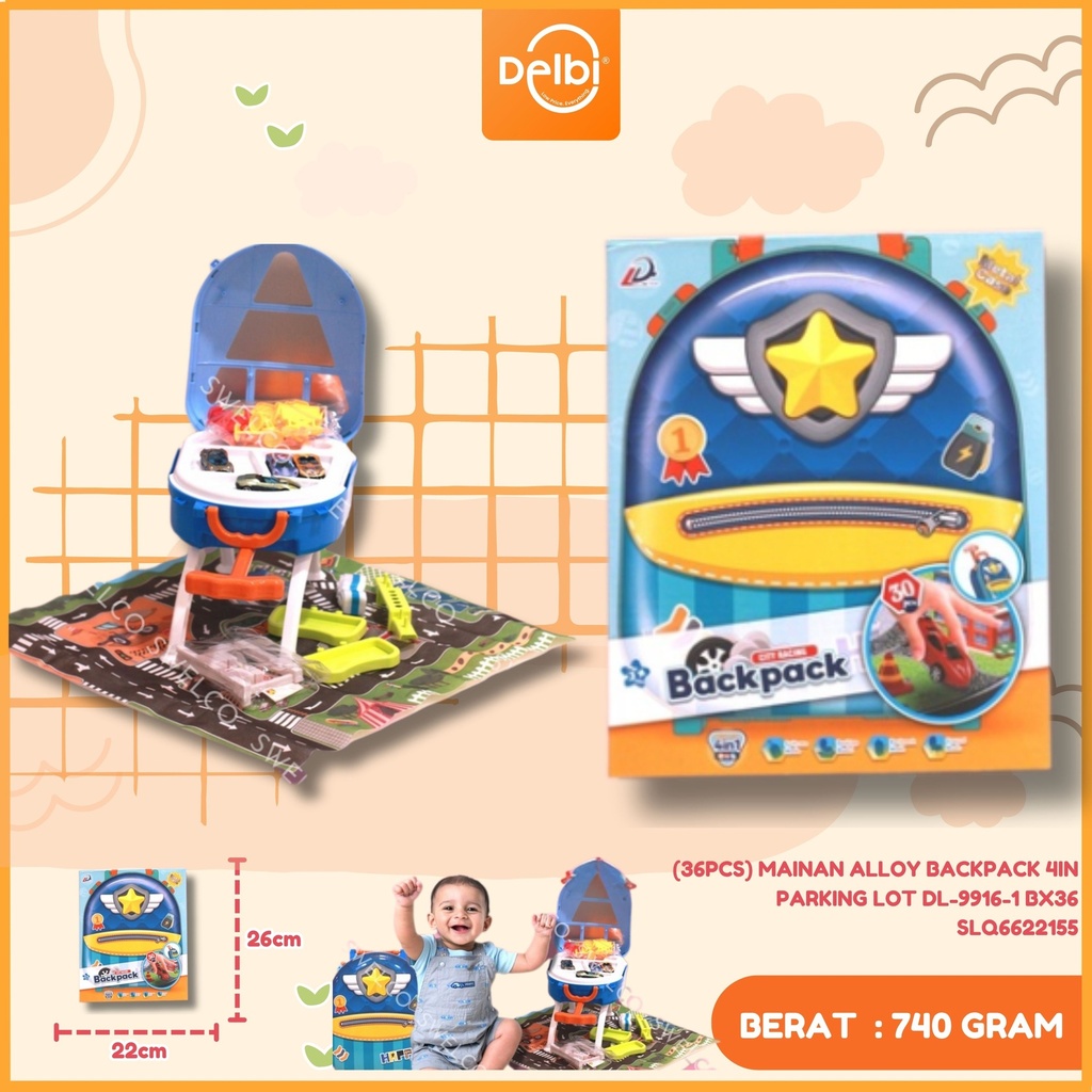 [SLQ6622155] (36PCS) MAINAN ALLOY BACKPACK 4IN PARKING LOT DL-9916-1 BX36