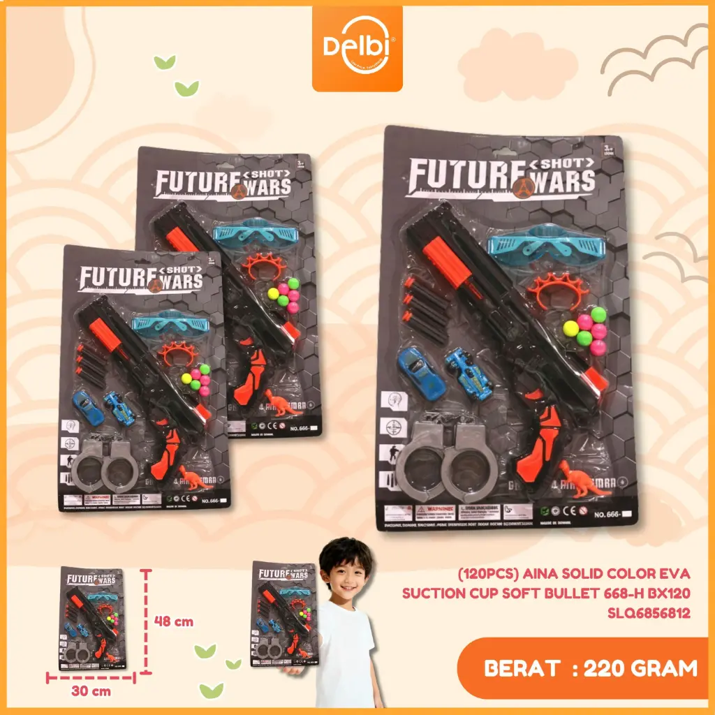 (120PCS) AINA SOLID COLOR EVA SUCTION CUP SOFT BULLET 668-H BX120