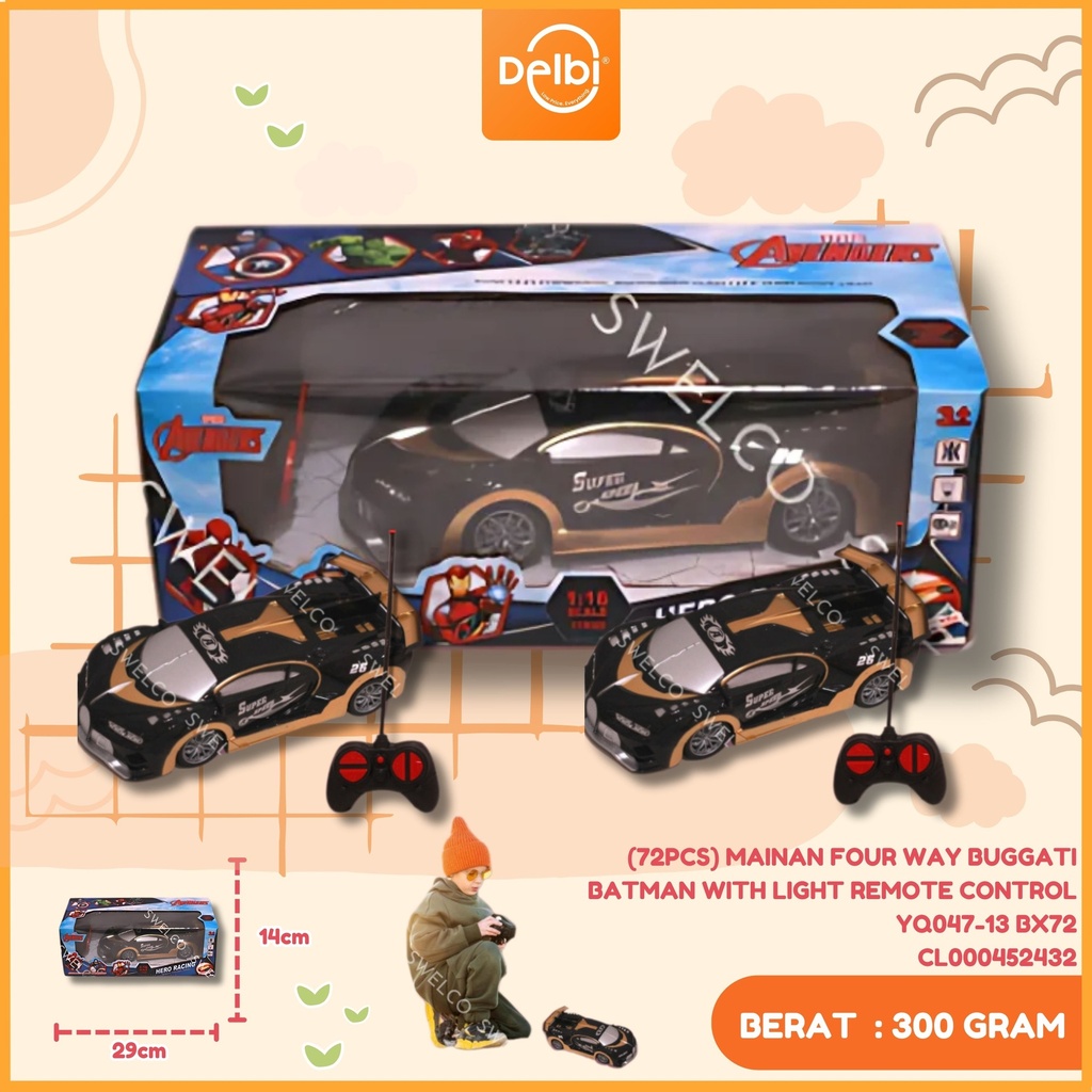 (72PCS) MAINAN FOUR WAY BUGGATI BATMAN WITH LIGHT REMOTE CONTROL YQ047-13 BX72