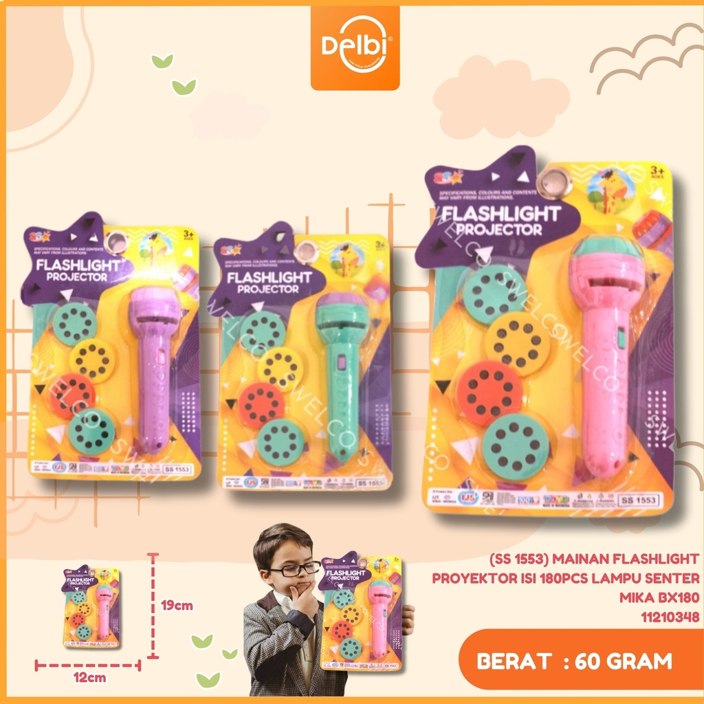 (SS 1553) MAINAN FLASHLIGHT PROYEKTOR ISI 180PCS LAMPU SENTER MIKA BX180