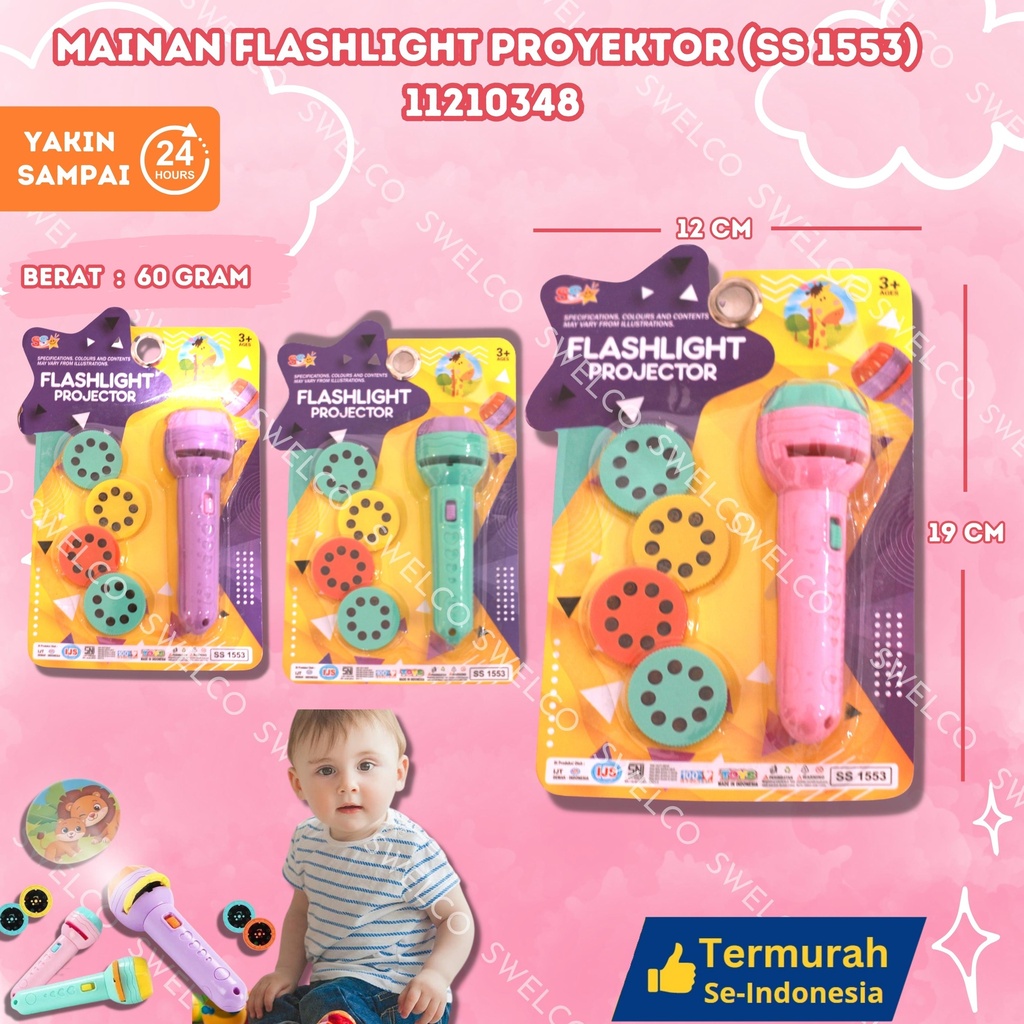 (SS 1553) MAINAN FLASHLIGHT PROYEKTOR ISI 180PCS LAMPU SENTER MIKA BX180