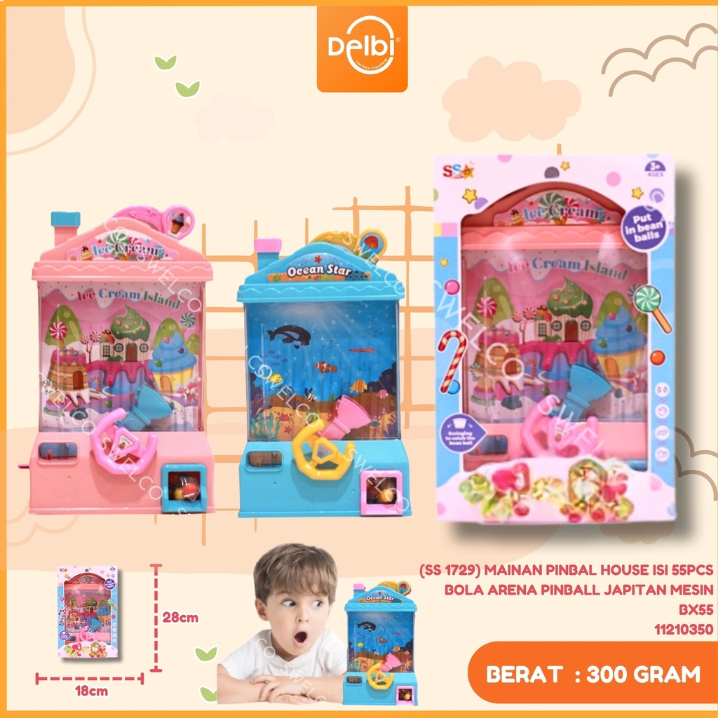 (SS 1729) MAINAN PINBAL HOUSE ISI 55PCS BOLA ARENA PINBALL JAPITAN MESIN BX55