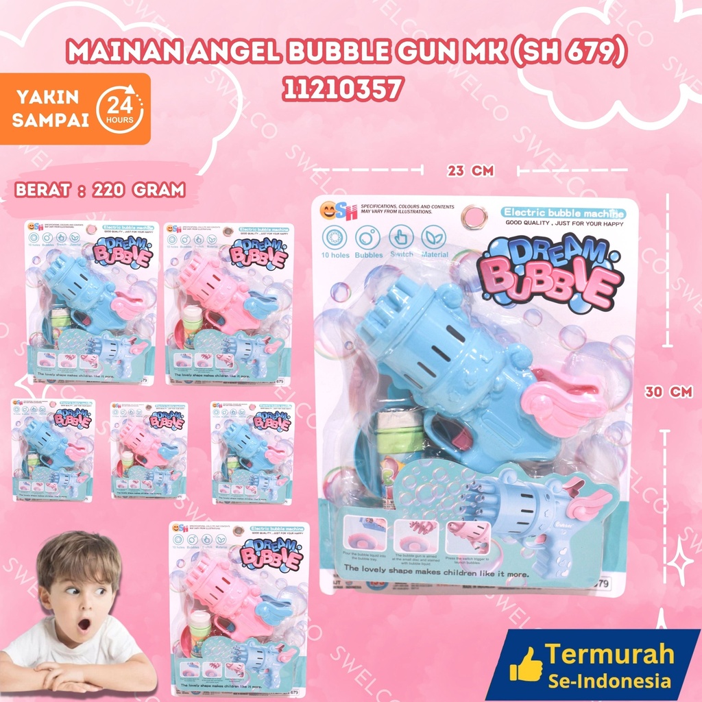 (SH 679) MAINAN ANGEL BUBBLE GUN MK ISI 72PCS BUSA TEMBAK PISTOL SABUN BX72