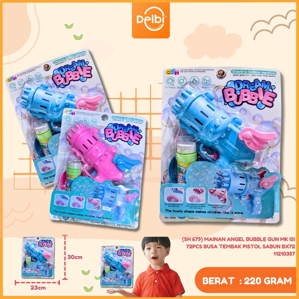 MAINAN ANGEL BUBBLE GUN MK ISI 72PCS BUSA TEMBAK PISTOL SABUN BX72
