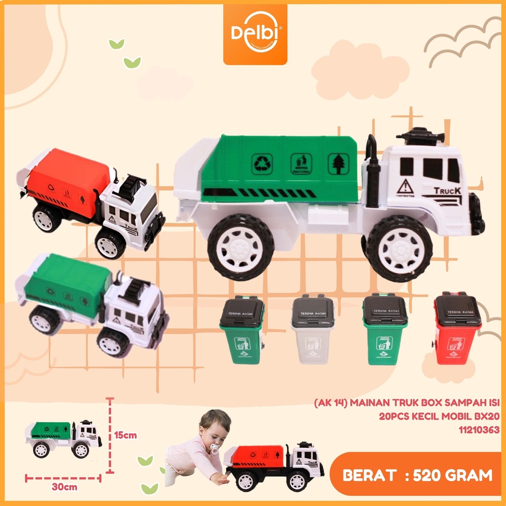 (AK 14) MAINAN TRUK BOX SAMPAH ISI 20PCS KECIL MOBIL BX20