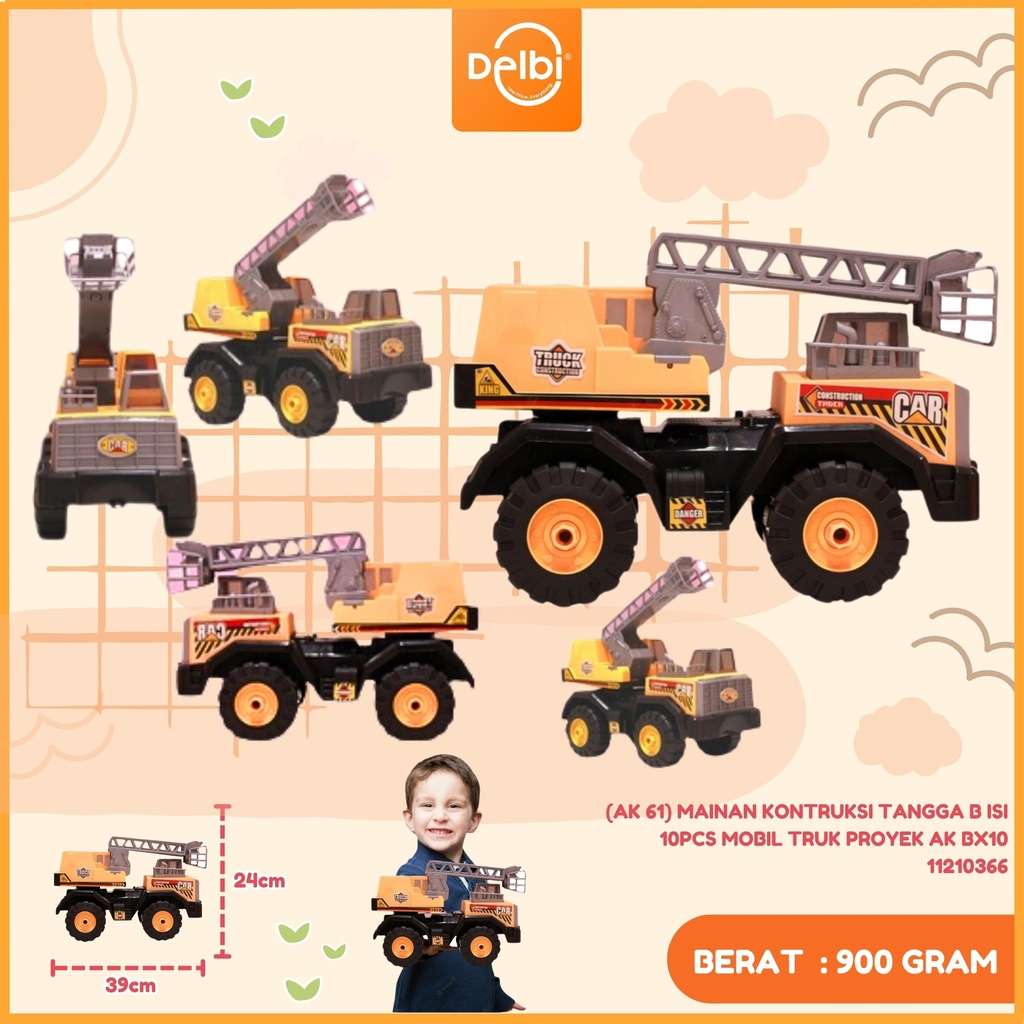 (AK 61) MAINAN KONTRUKSI TANGGA B ISI 10PCS MOBIL TRUK PROYEK AK BX10