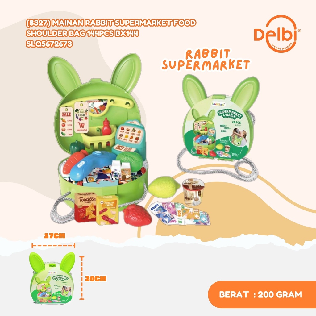(8327) MAINAN RABBIT SUPERMARKET FOOD SHOULDER BAG 144PCS BX144