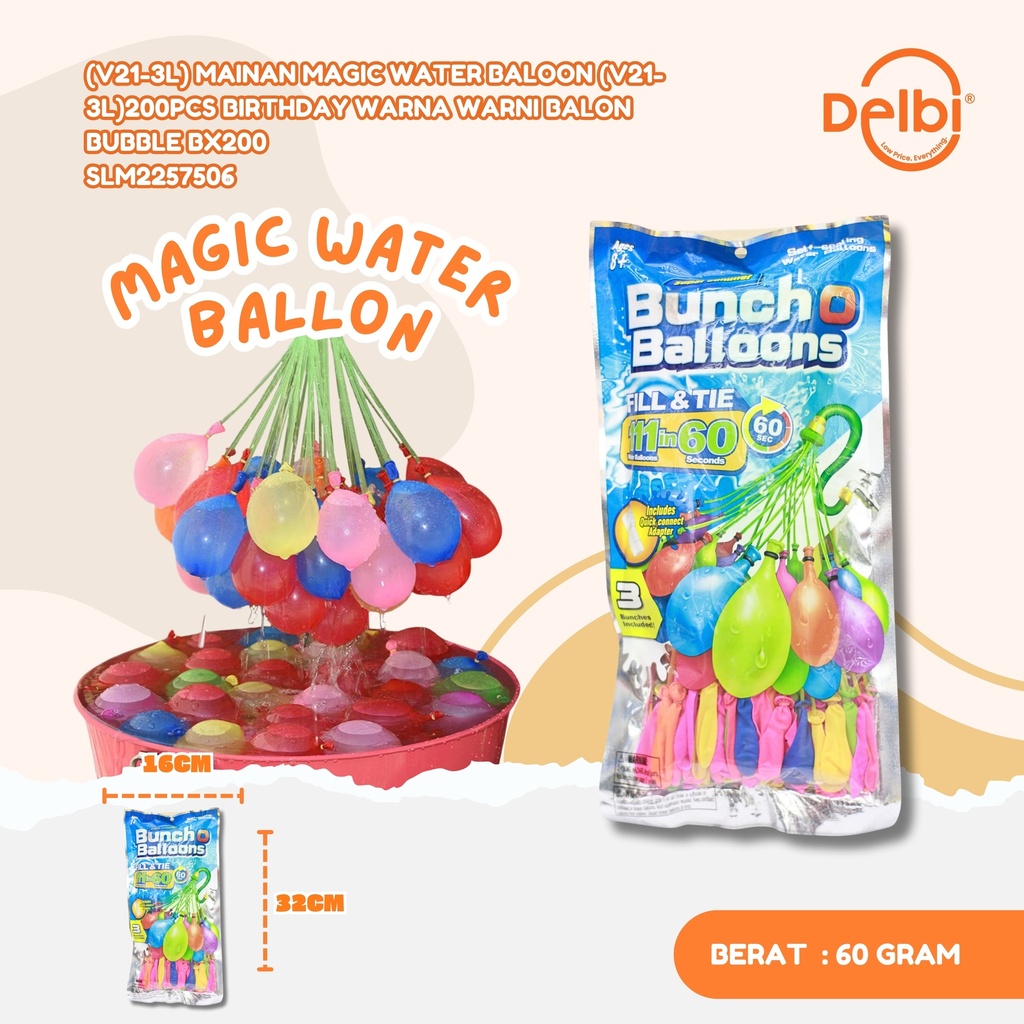(V21-3L) MAINAN MAGIC WATER BALOON (V21-3L)200PCS BIRTHDAY WARNA WARNI BALON BUBBLE BX200