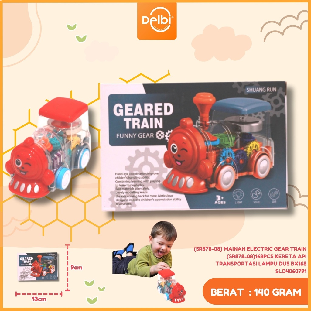 (SR878-08) MAINAN ELECTRIC GEAR TRAIN (SR878-08)168PCS KERETA API TRANSPORTASI LAMPU DUS BX168