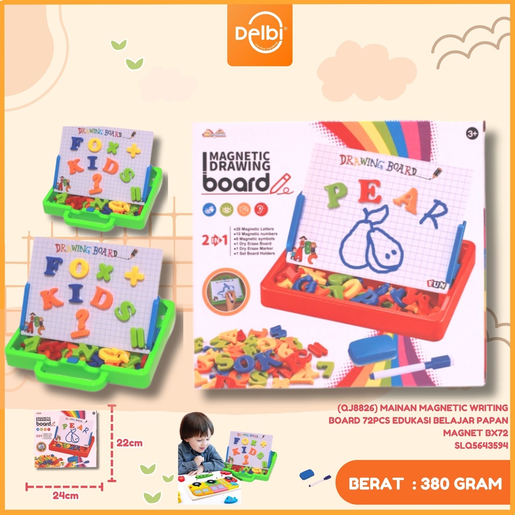 (QJ8826) MAINAN MAGNETIC WRITING BOARD 72PCS EDUKASI BELAJAR PAPAN MAGNET BX72
