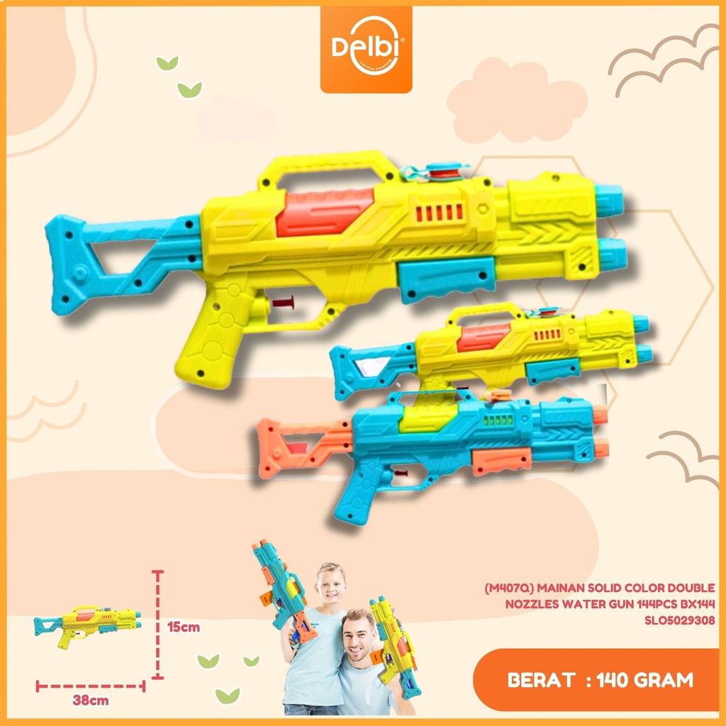 (M407Q) MAINAN SOLID COLOR DOUBLE NOZZLES WATER GUN 144PCS BX144