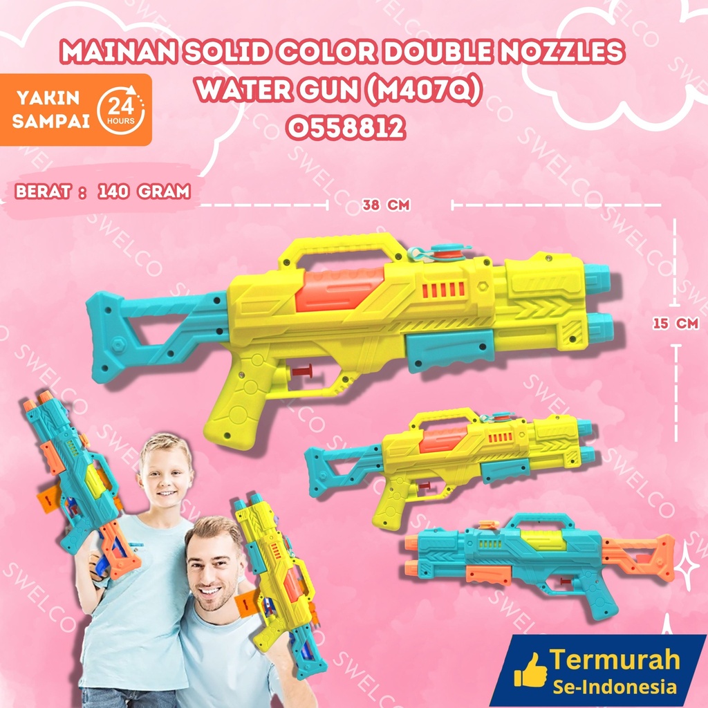 (M407Q) MAINAN SOLID COLOR DOUBLE NOZZLES WATER GUN 144PCS BX144