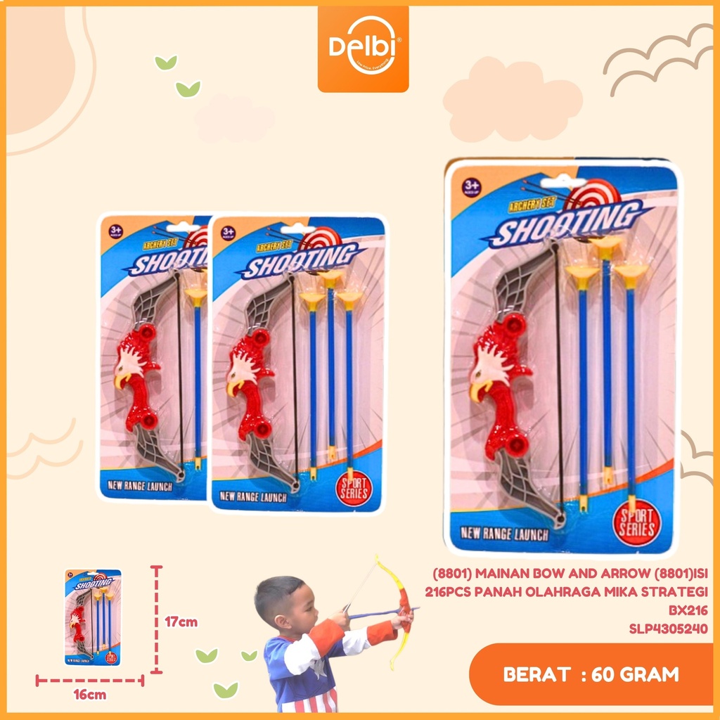 (8801) MAINAN BOW AND ARROW (8801)ISI 216PCS PANAH OLAHRAGA MIKA STRATEGI BX216