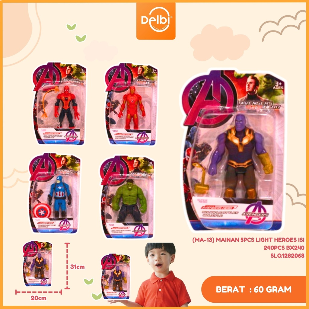 (MA-13) MAINAN 5PCS LIGHT HEROES ISI 240PCS BX240