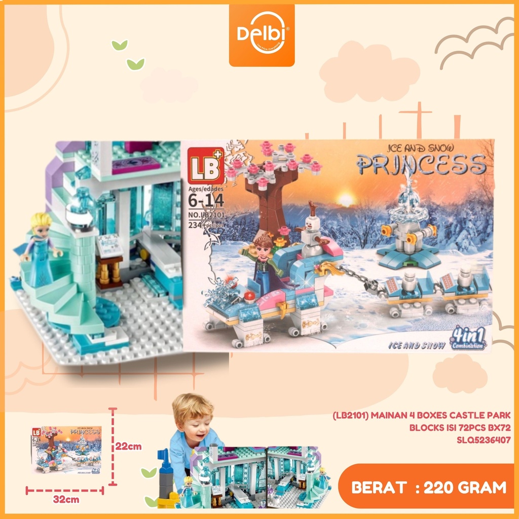 (LB2101) MAINAN 4 BOXES CASTLE PARK BLOCKS ISI 72PCS BX72