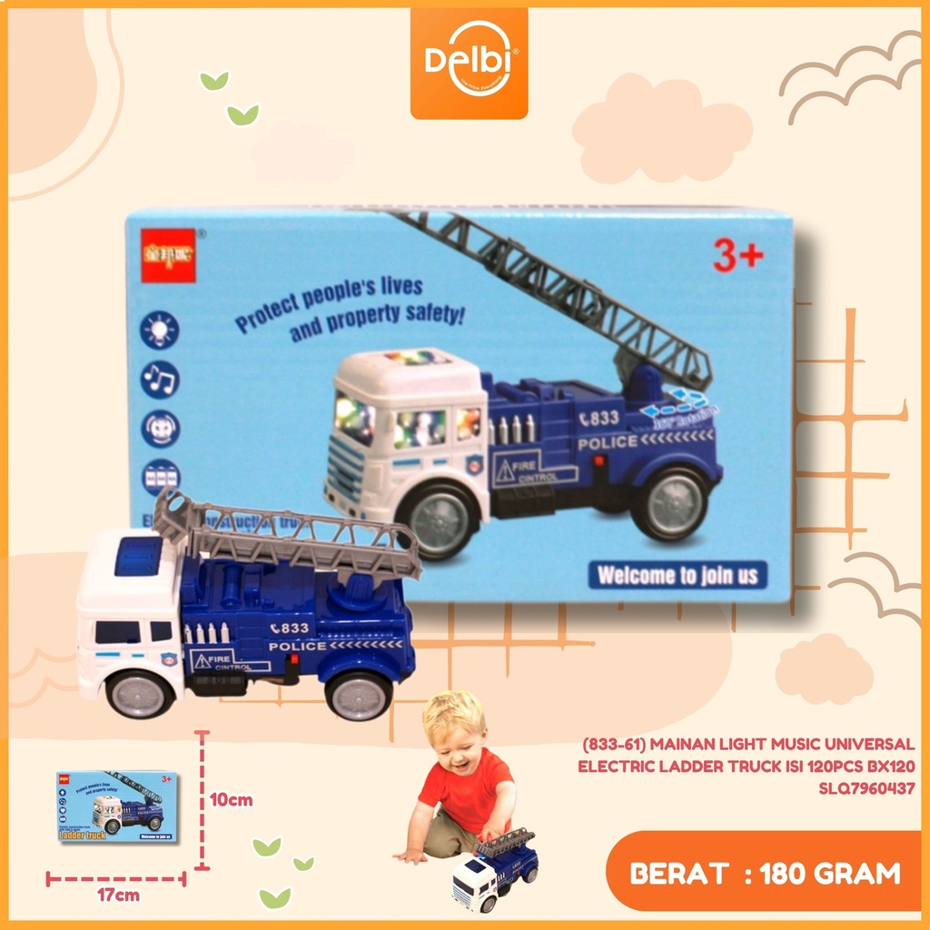 (833-61) MAINAN LIGHT MUSIC UNIVERSAL ELECTRIC LADDER TRUCK ISI 120PCS BX120