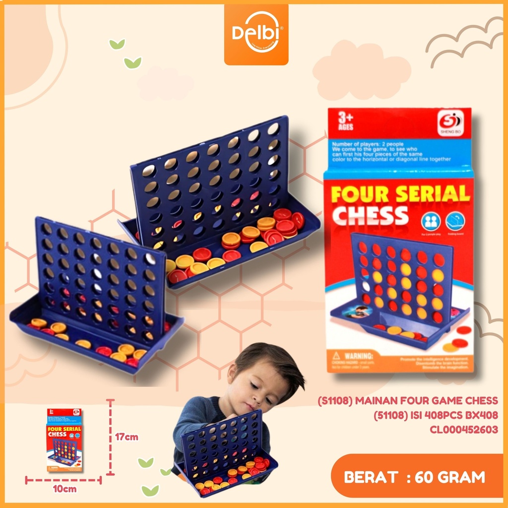 (S1108) MAINAN FOUR GAME CHESS (51108) ISI 408PCS BX408