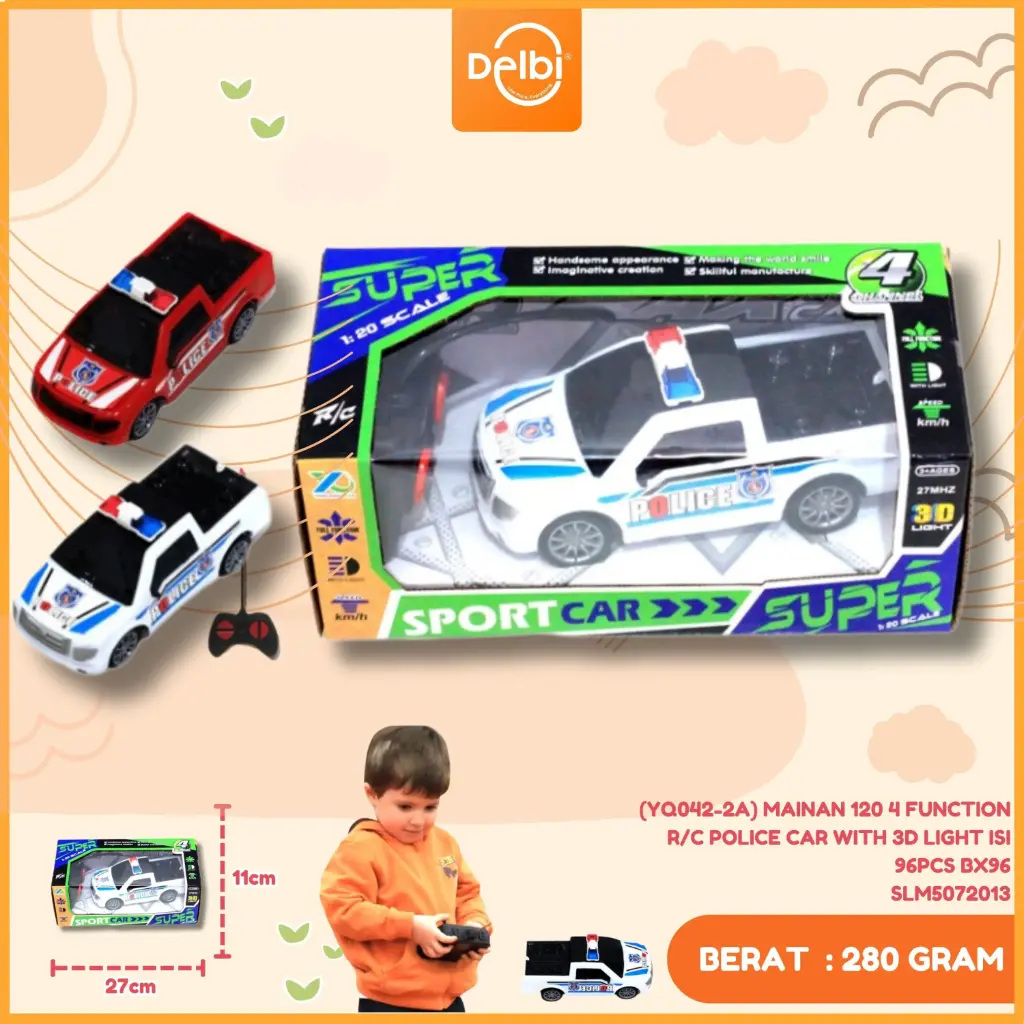 (YQ042-2A) MAINAN 120 4 FUNCTION R/C POLICE CAR WITH 3D LIGHT ISI 96PCS BX96