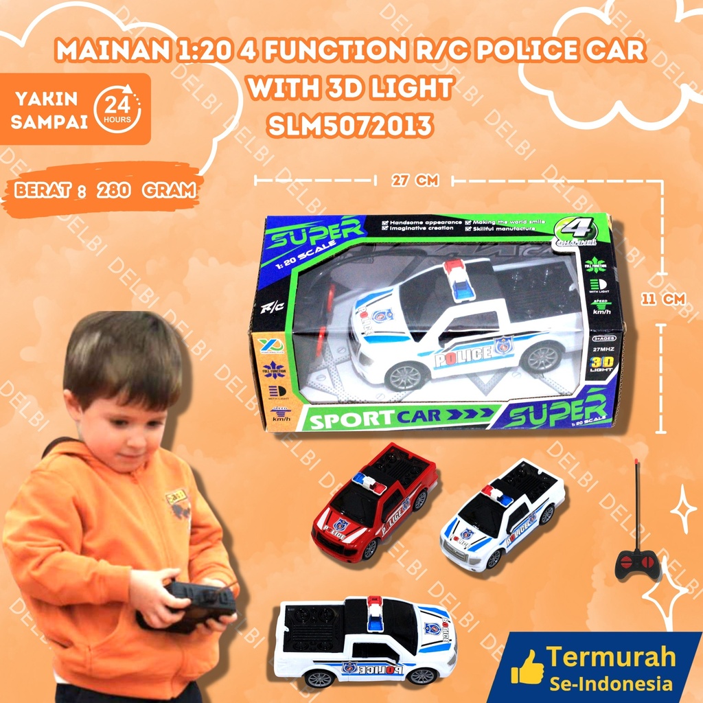 (YQ042-2A) MAINAN 120 4 FUNCTION R/C POLICE CAR WITH 3D LIGHT ISI 96PCS BX96