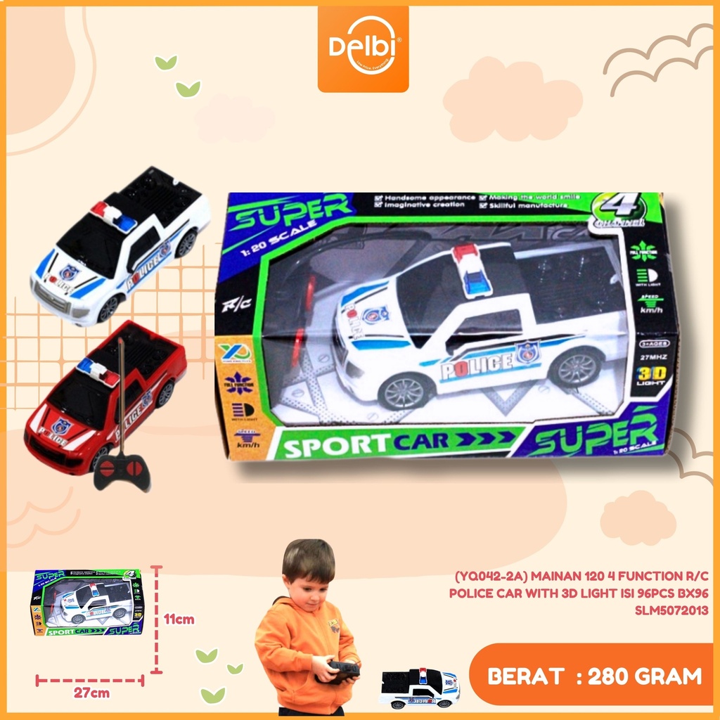 (YQ042-2A) MAINAN 120 4 FUNCTION R/C POLICE CAR WITH 3D LIGHT ISI 96PCS BX96