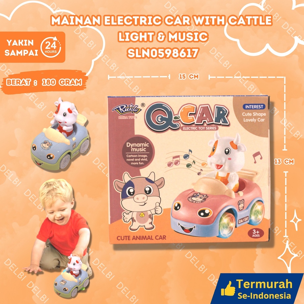 (777-134) MAINAN ELECTRIC CAR WITH CATTLE LIGHT n MUSIC ISI 120PCS BX120