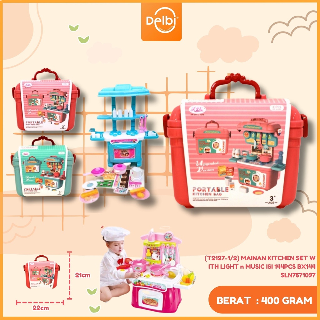 (T2127-1/2) MAINAN KITCHEN SET WITH LIGHT n MUSIC ISI 144PCS BX144