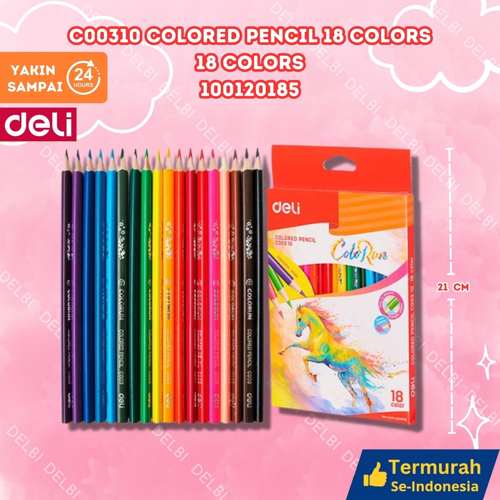 C00310 ColoredPencil 18 Colors DELI PENSIL WARNA NETTO PRICE BX24