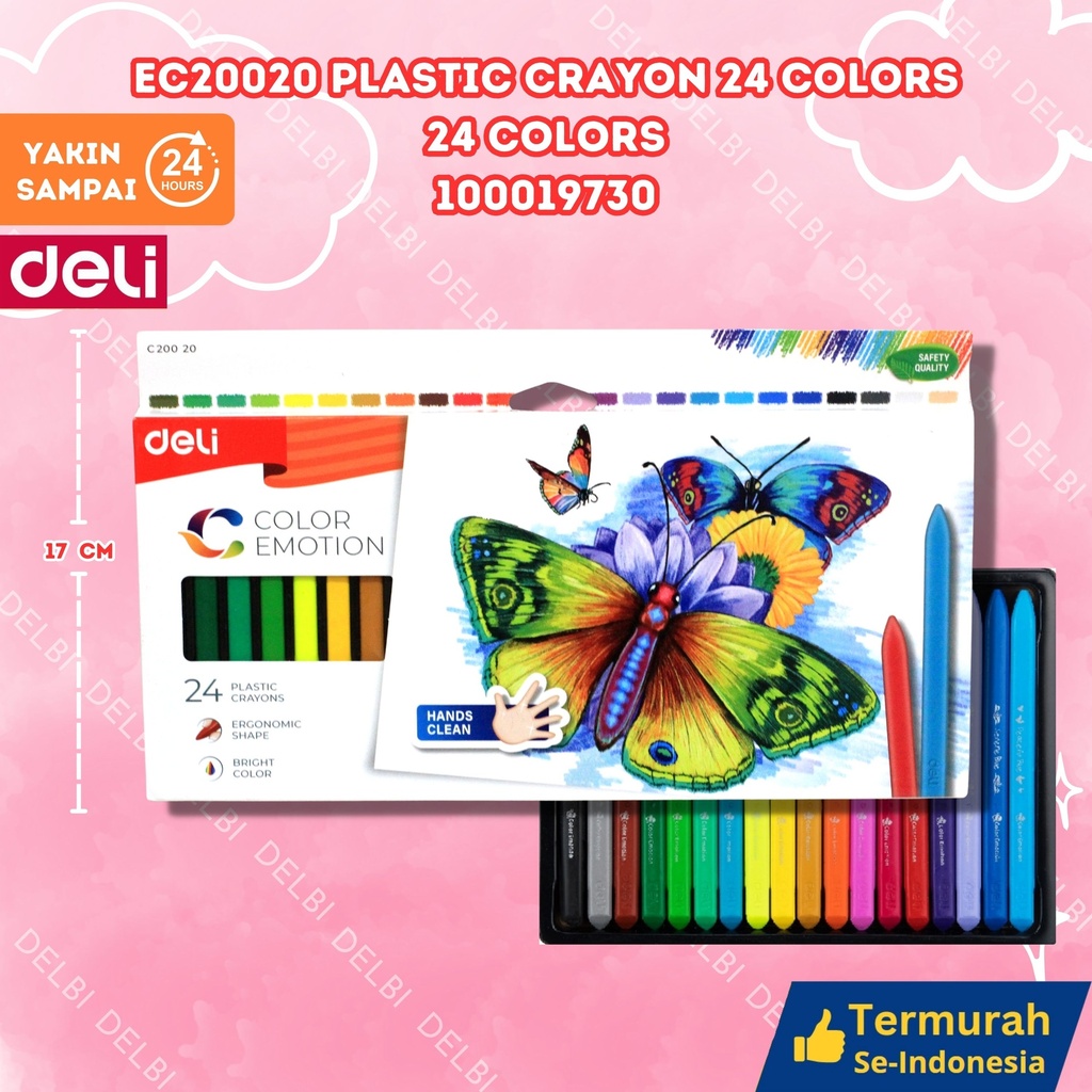 EC20020 Plastic Crayon 24 Colors MEWARNAI DELI PENSIL WARNA BX12 BX72