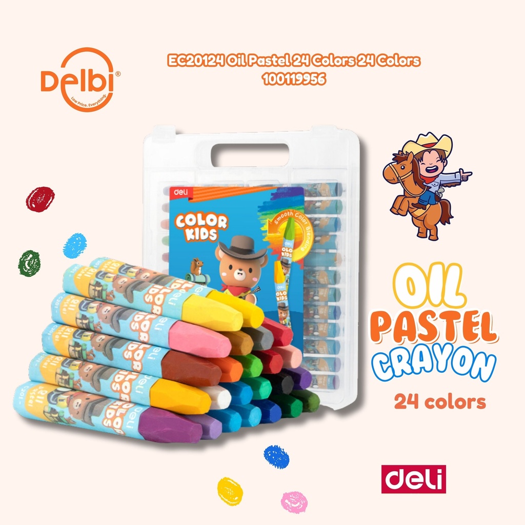 EC20124 Oil Pastel 24 Colors MEWARNAI DELI KRAYON WARNA CRAYON MINYAK BX12 BX72
