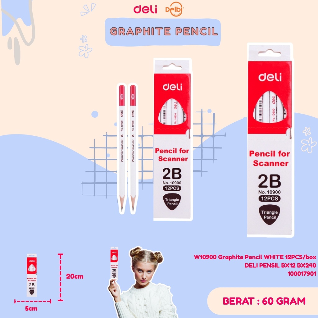 W10900 Graphite Pencil WHITE 12PCS/box DELI PENSIL BX12 BX240