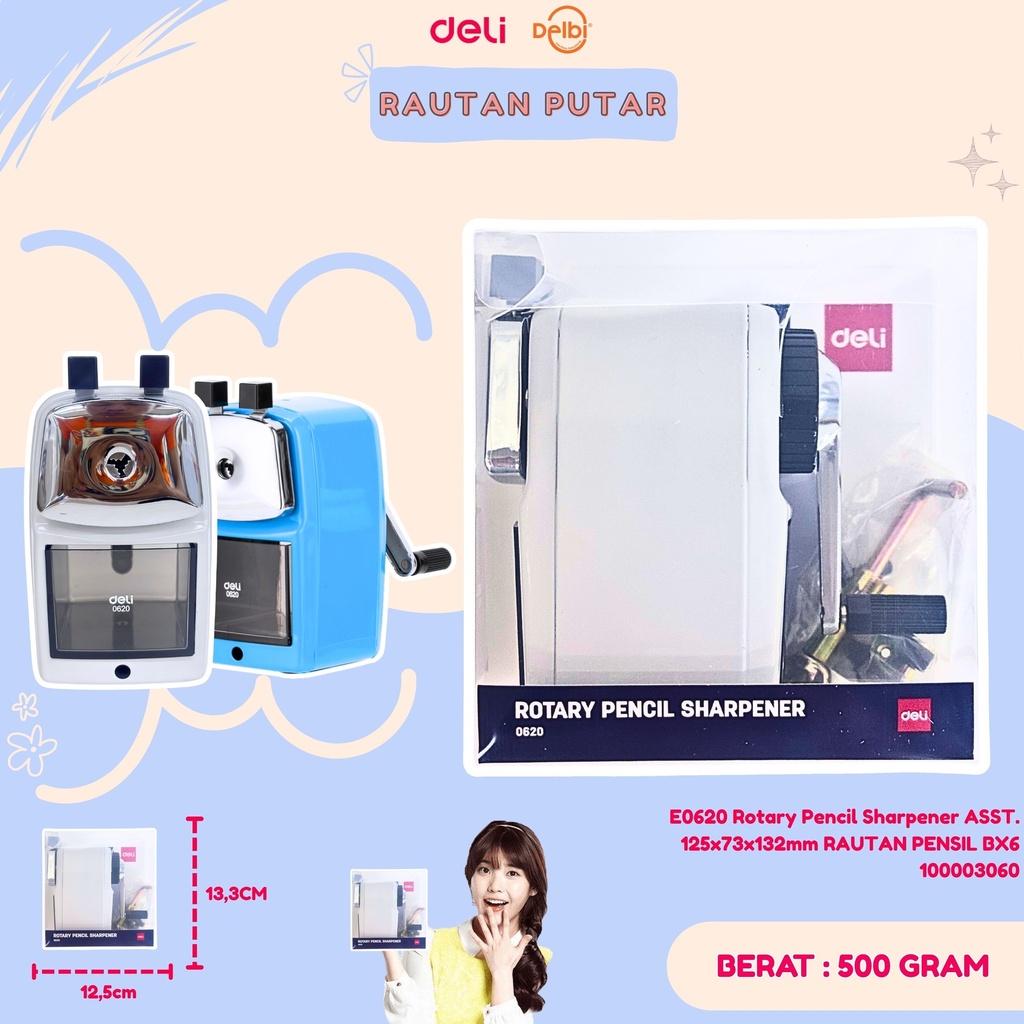 E0620 Rotary Pencil Sharpener ASST. 125x73x132mm RAUTAN PENSIL BX6