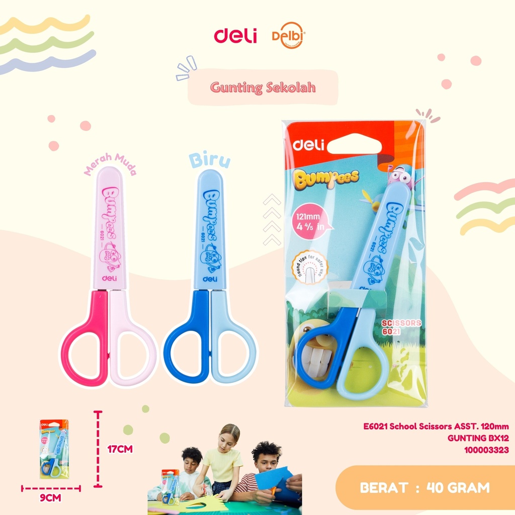 DELI E6021 School Scissors ASST. 120mm GUNTING BX12