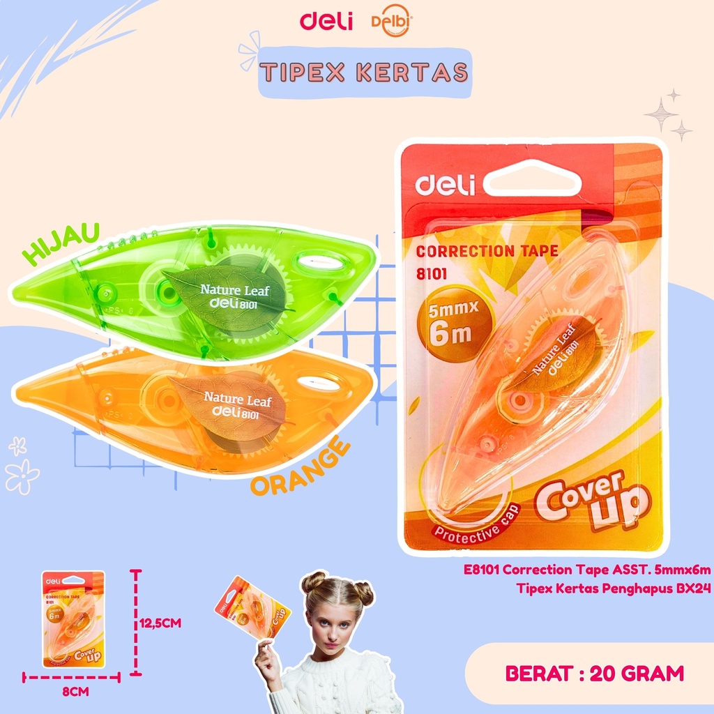 E8101 Correction Tape ASST. 5mmx6m Tipex Kertas Penghapus BX24